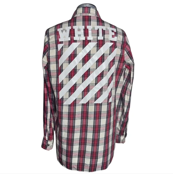 SS15 Off-White | Virgil Abloh | Button Up Flannel | Hazard Paint Logo | Oversize - Picture 13 of 16